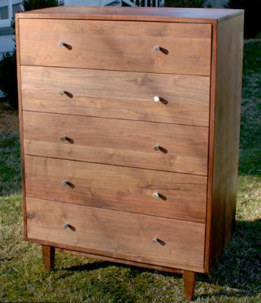 walnut Tall 5 drawer dresser