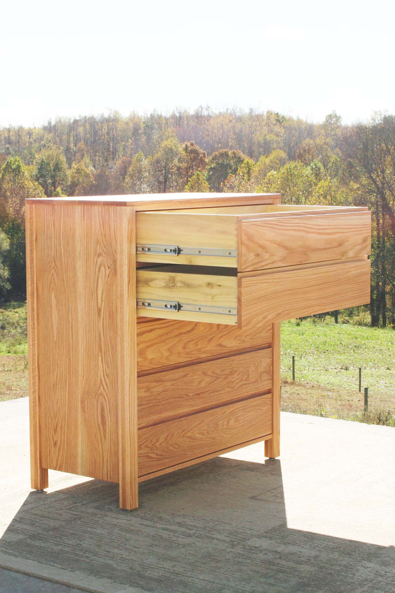 upper drawers open natural Dresser with 5 drawers