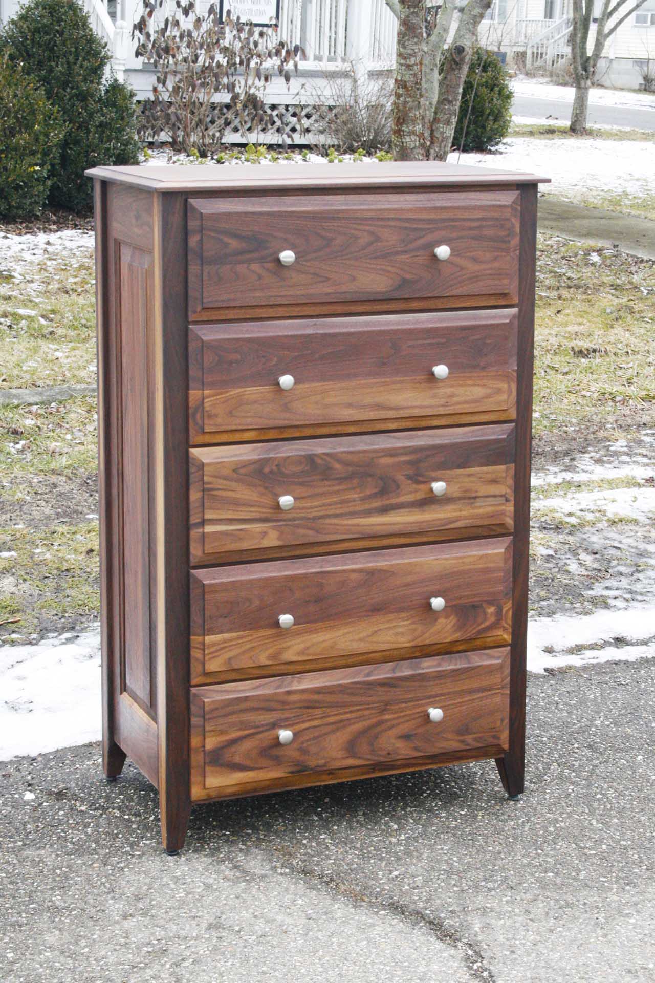 front view walnut chest of drawers