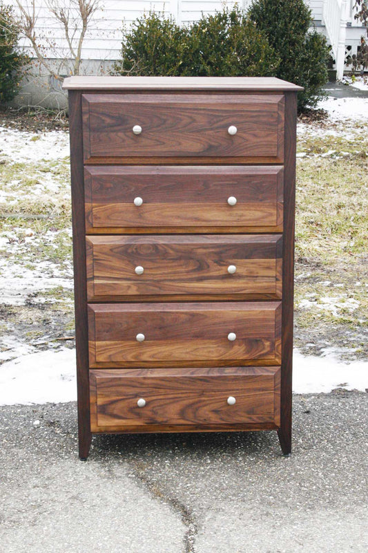5 Drawer Dresser with paneled sides and raised-panel drawers front view
