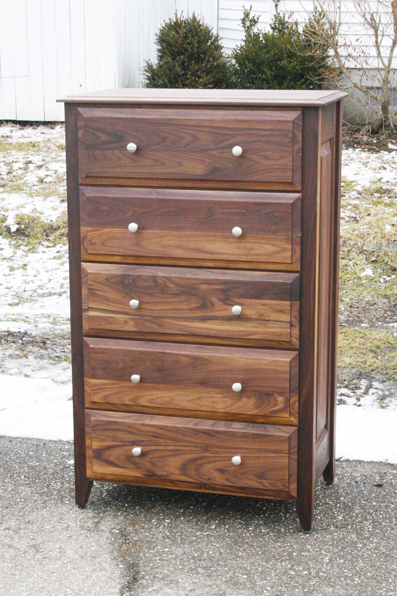 wood dresser with nickel pulls