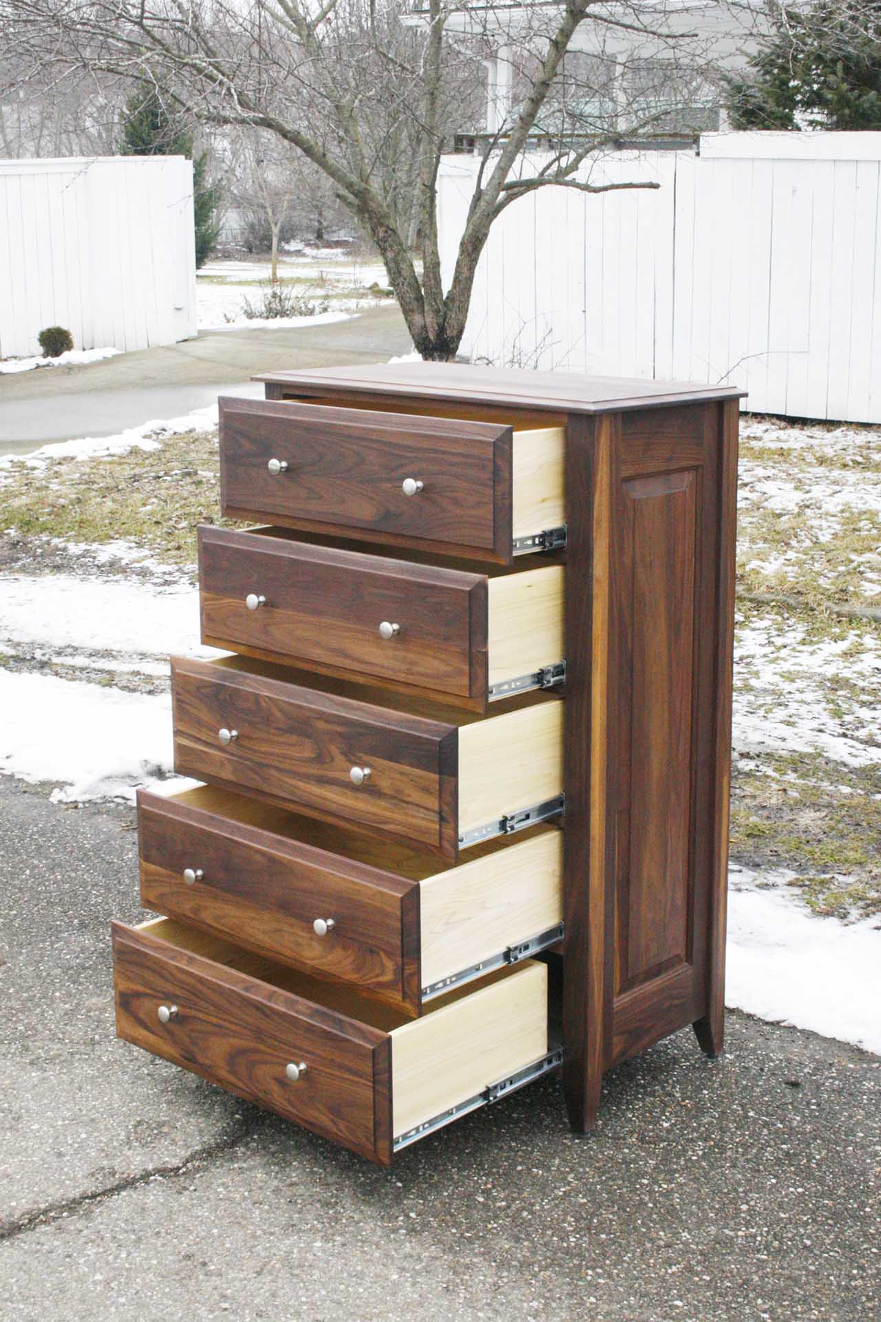 hardwood 5 drawer dresser drawers open