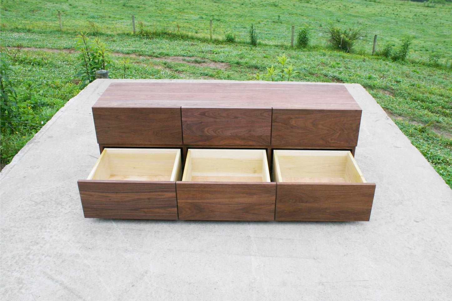 three drawers extended front view