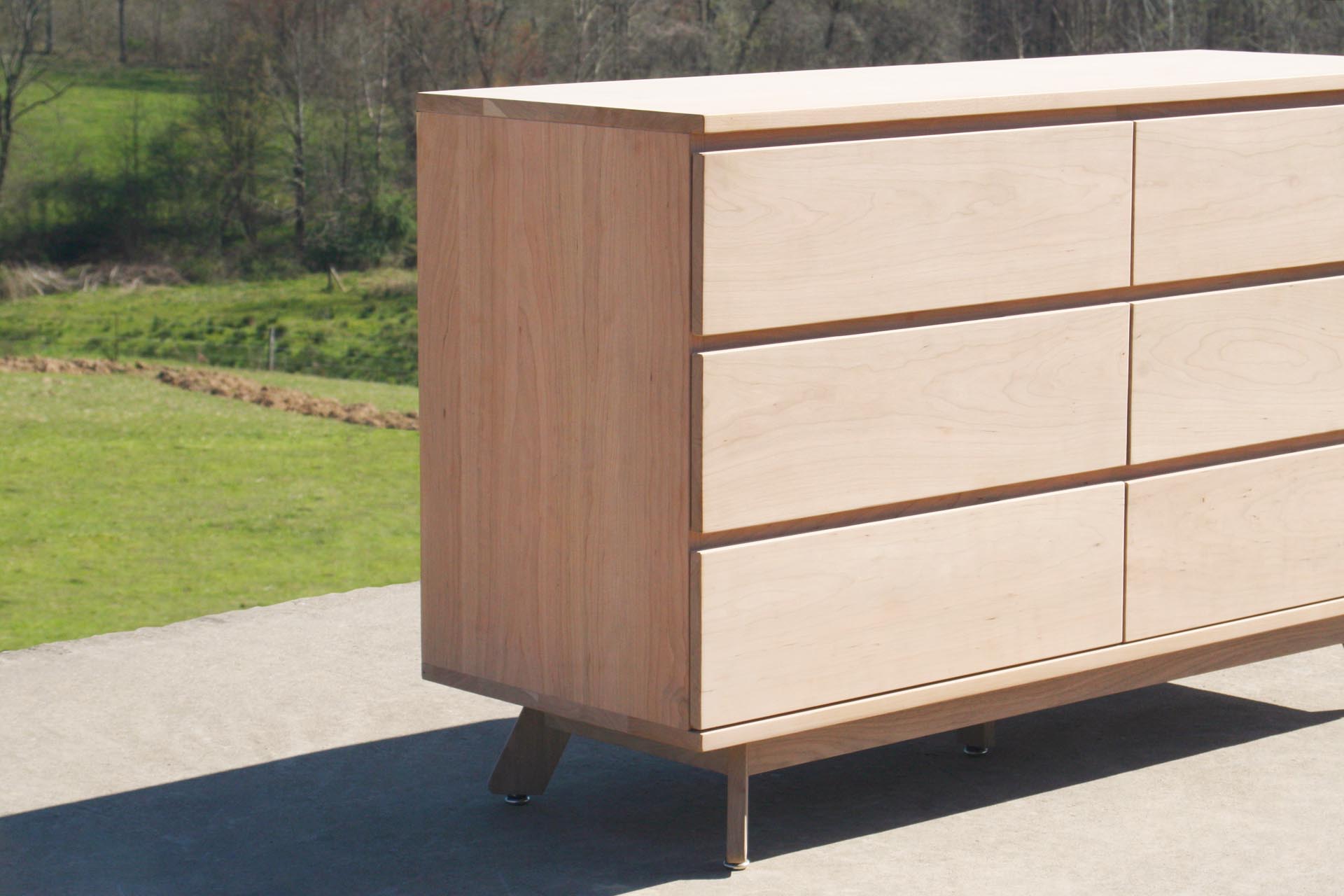 6 drawer mid century modern dresser close up