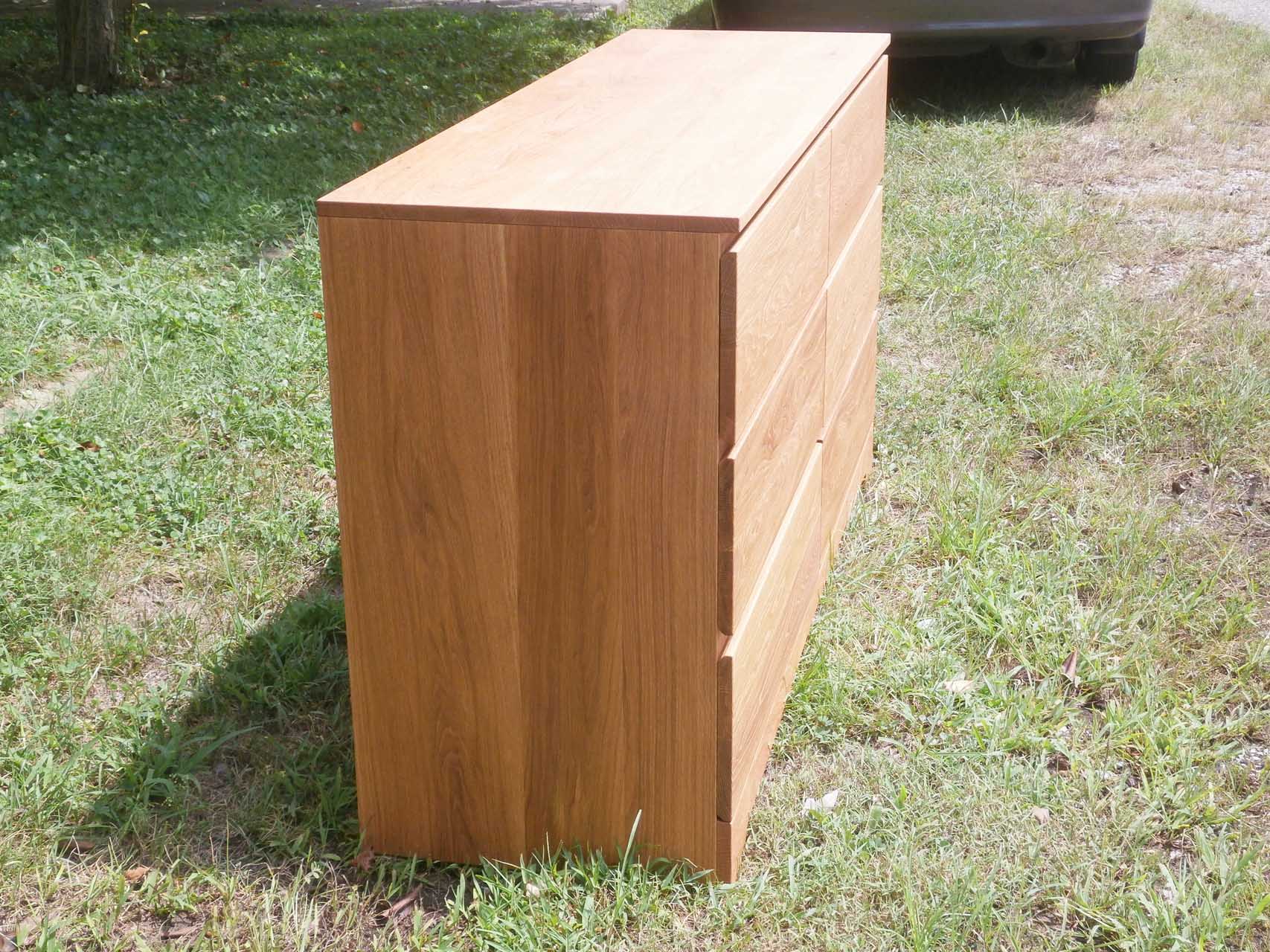 side angled view 6 Drawer Dresser with inset drawers and flat panel sides