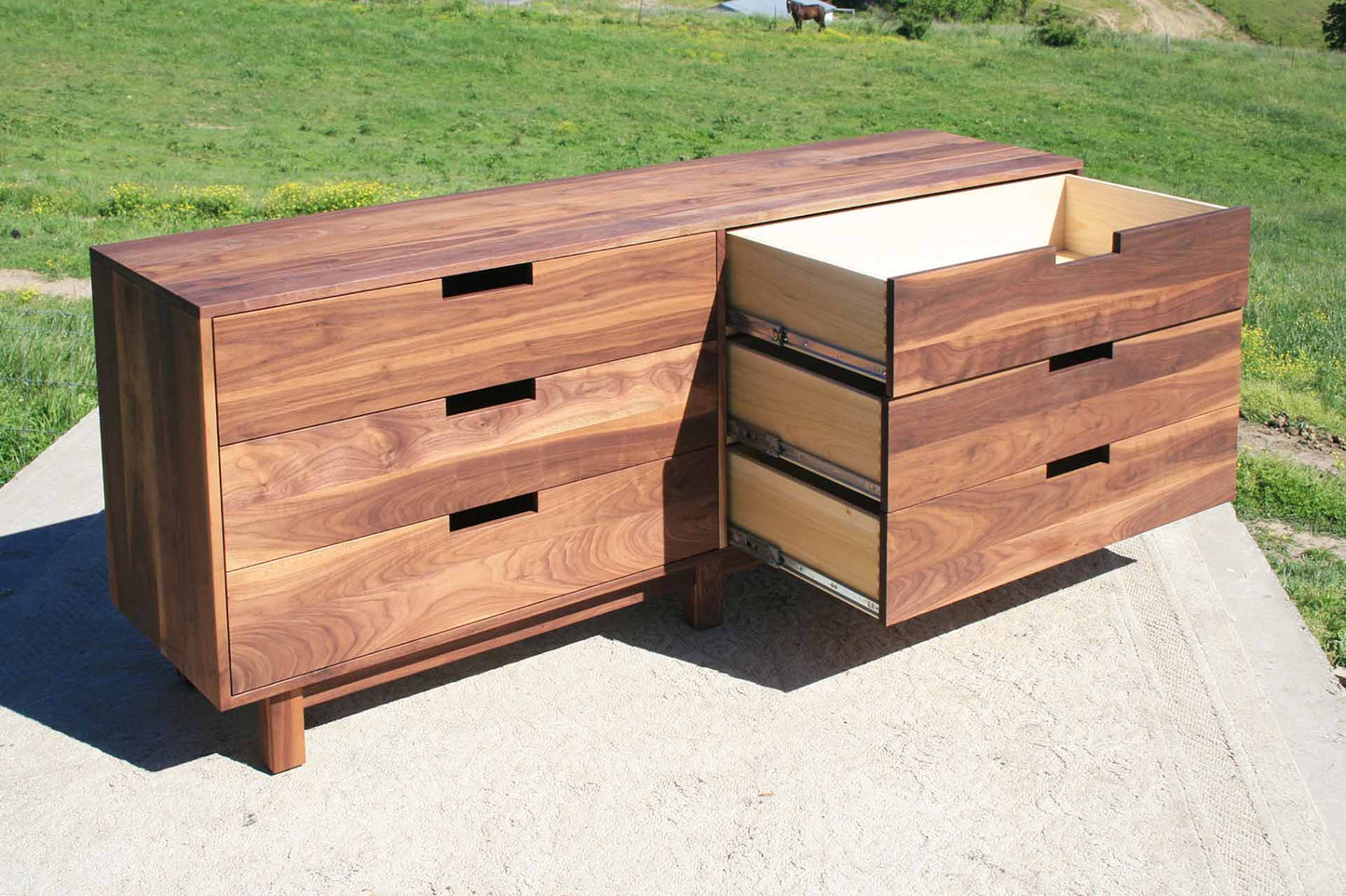 6 drawer double dresser drawers open angled view