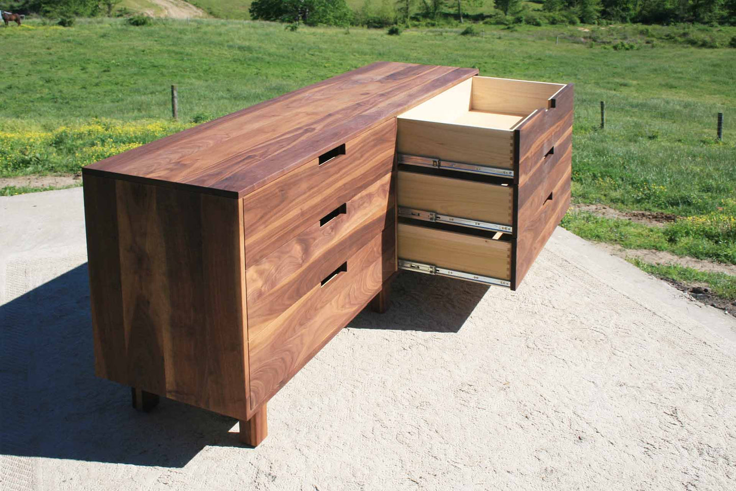 6 drawer double dresser drawers open walnut