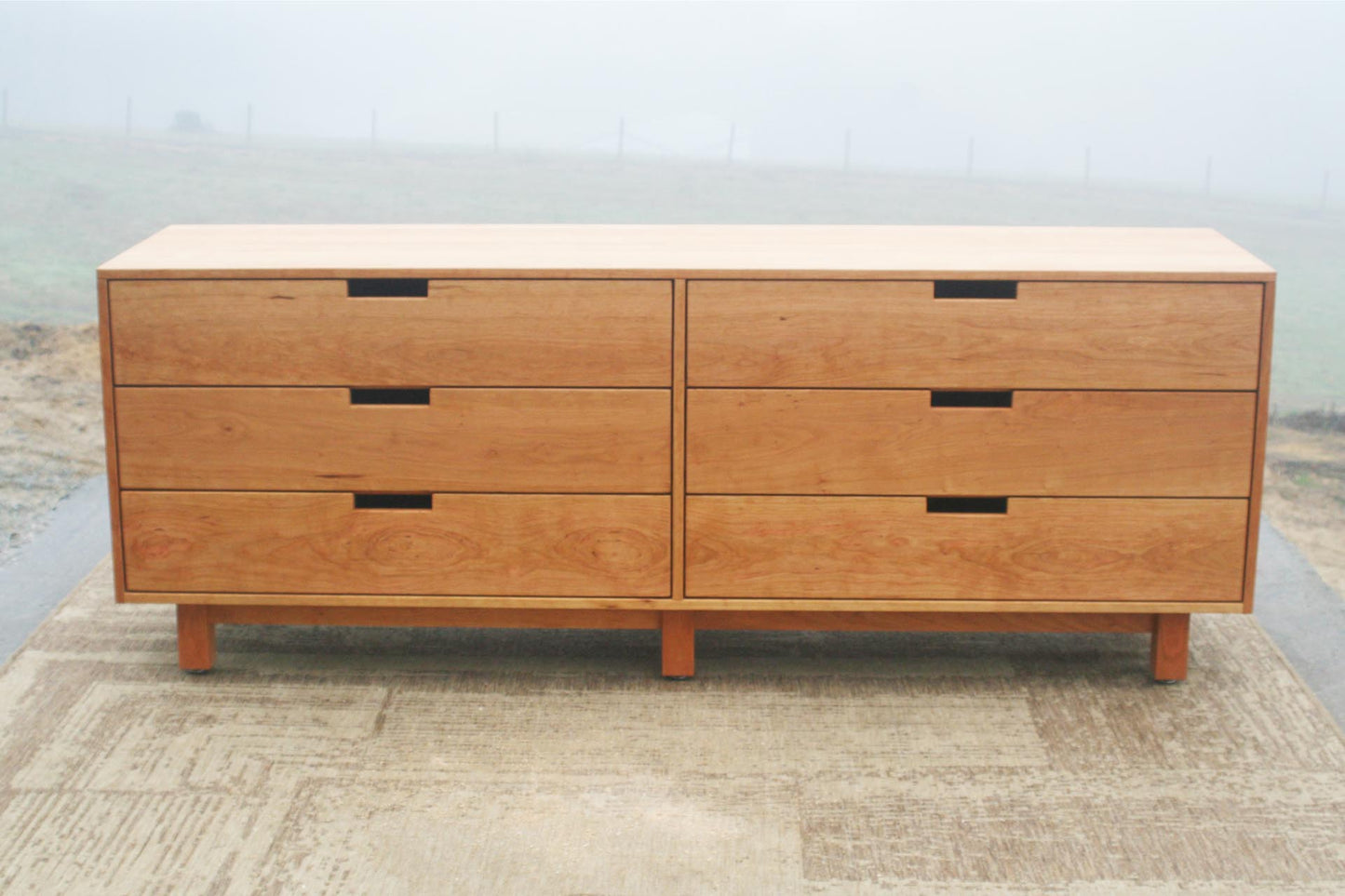 6 drawer double dresser with inset drawers front view