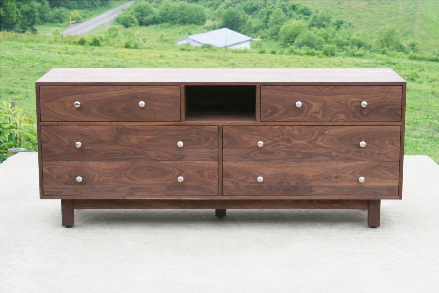 front top view 6 Drawer Dresser with Cutout Pulls and Flat Panels