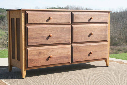 6 Drawer Dresser with paneled ends and raised panel drawers