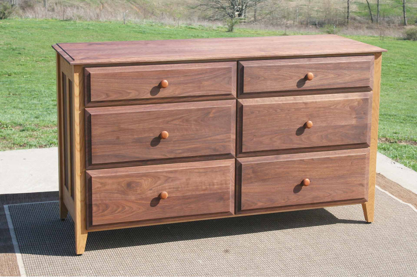 front view solid natural hardwood dresser walnut