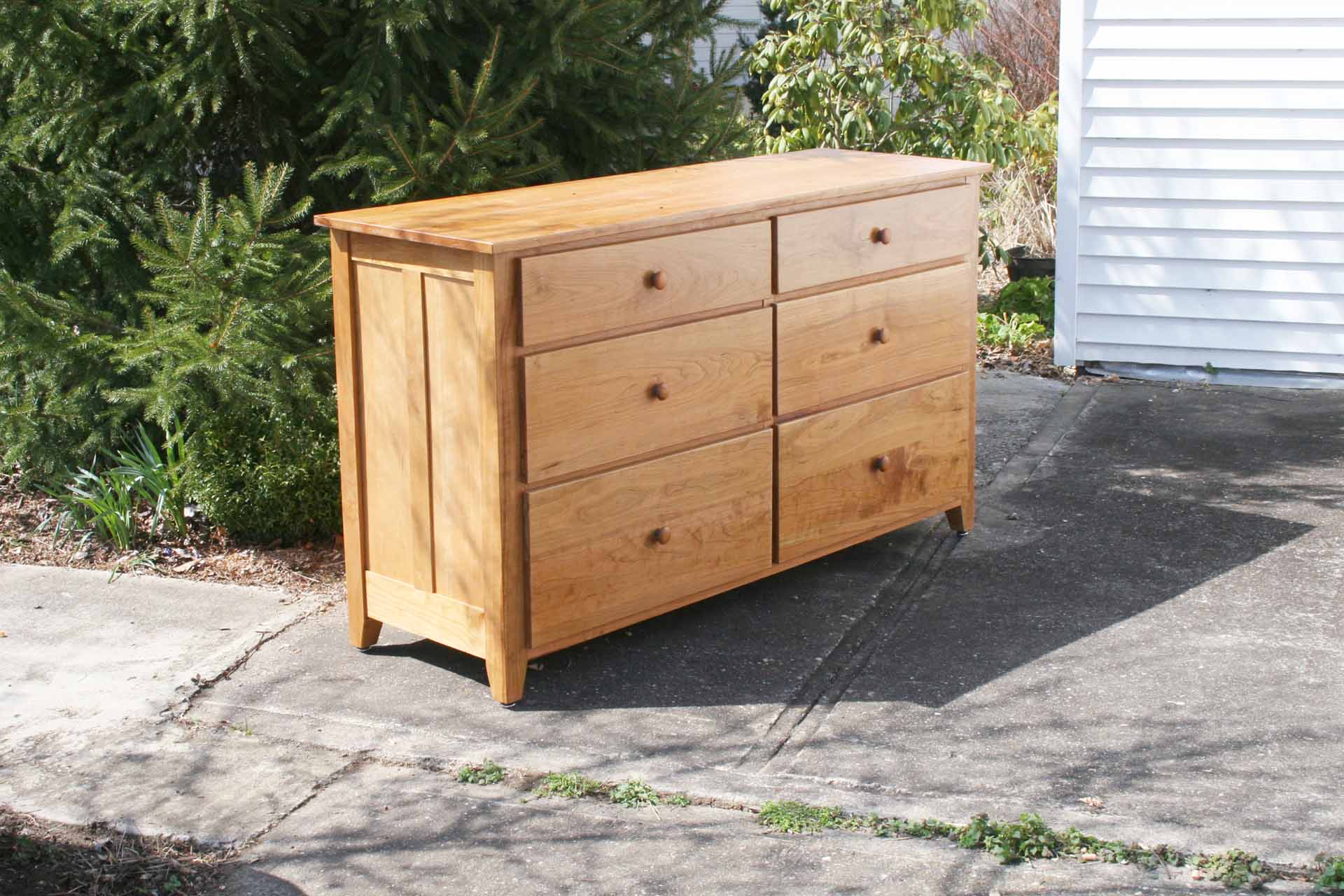 angled view natural American made custom dresser