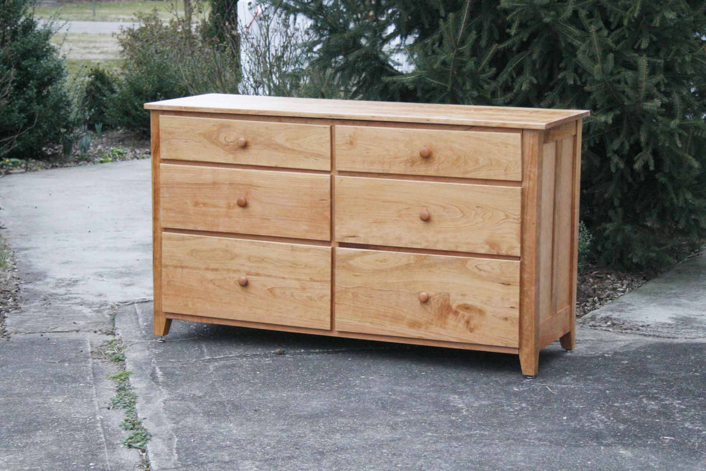 6 Drawer Dresser with paneled ends and overlap drawers angled view
