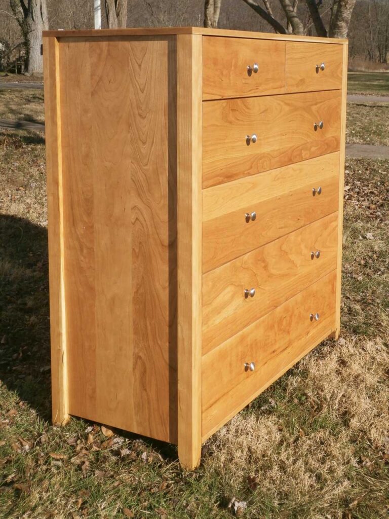 6 drawer dresser natural hardwood angled view