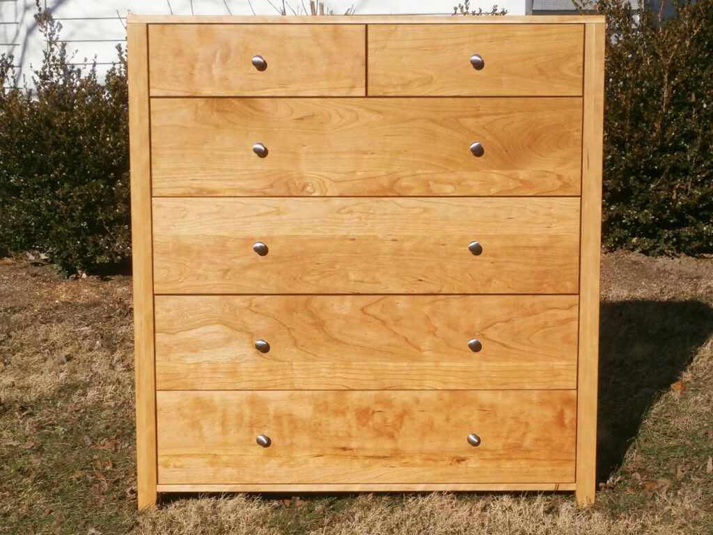 front view 6 drawer dresser natural hardwood