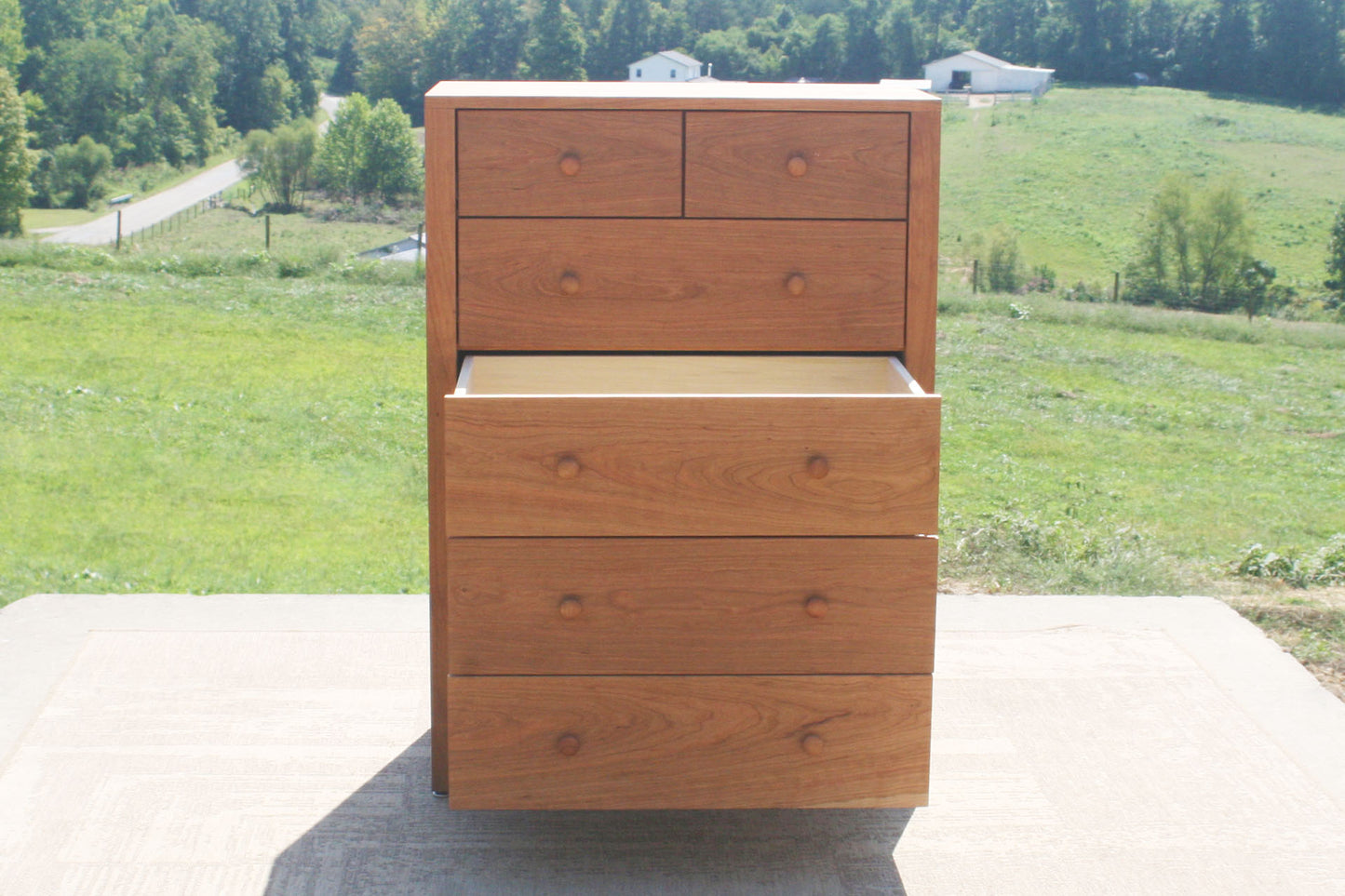 6 drawer dresser with recessed sides with drawers open front view