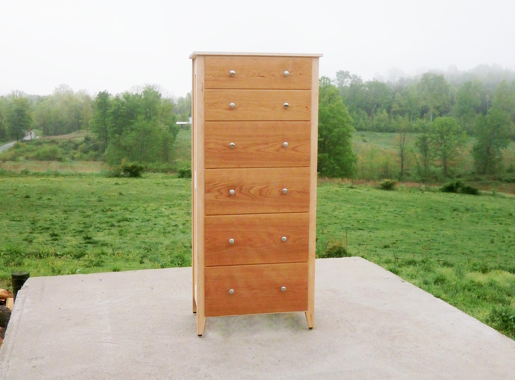 Tall and Narrow Dresser with 6 inset drawers front view