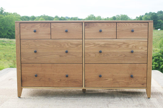 8 drawer double dresser hardwood front view