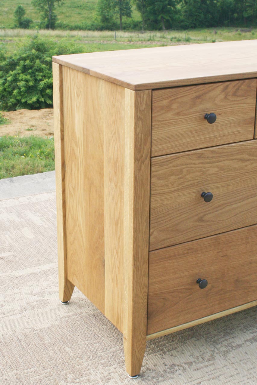 white oak dresser with drawers close up