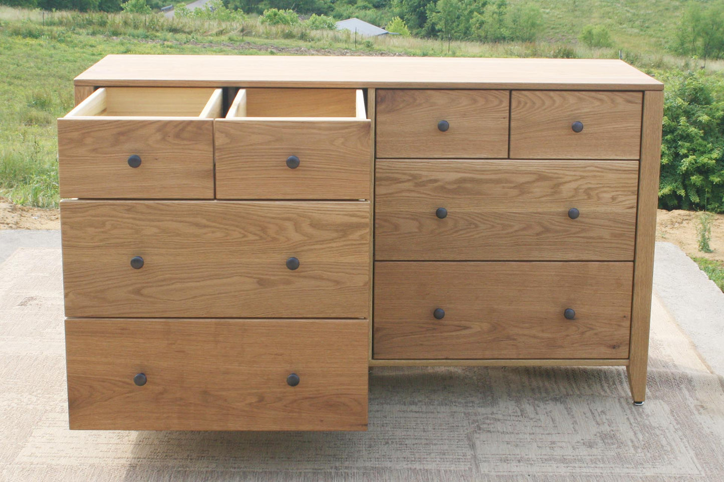 8 drawer dresser with open drawers
