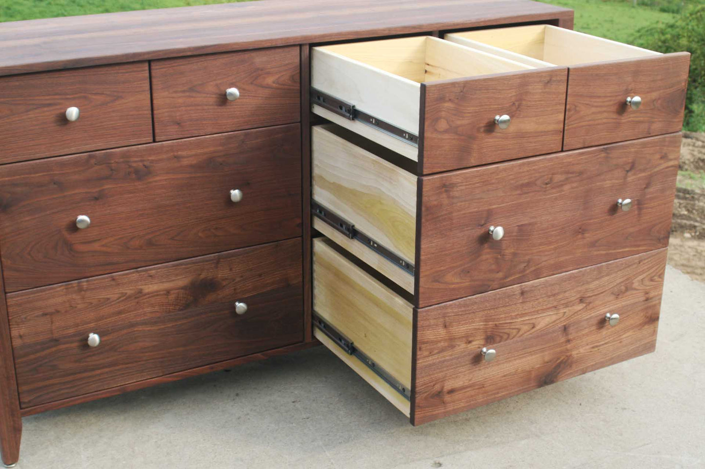 angled view hardwood dresser