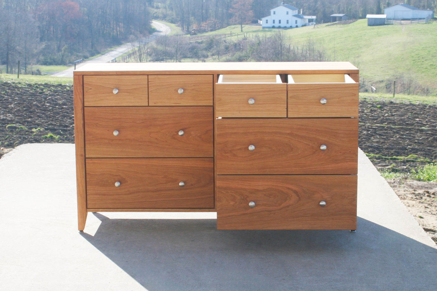 front view Double Dresser drawers open
