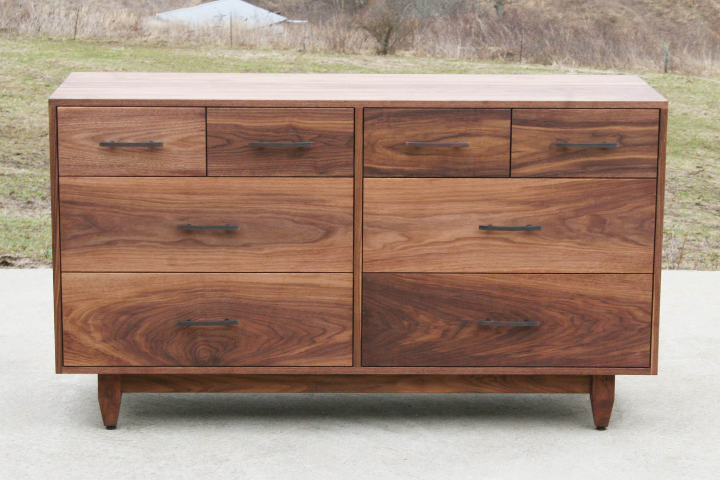 front view walnut 8 drawer dresser