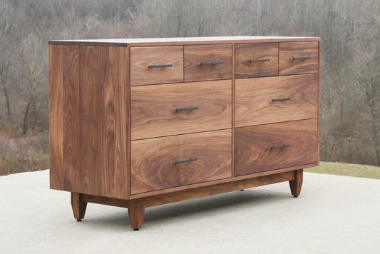 8 drawer dresser walnut angled view natural
