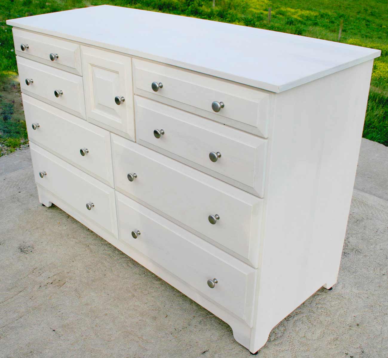 dresser with white stain and tung oil finish