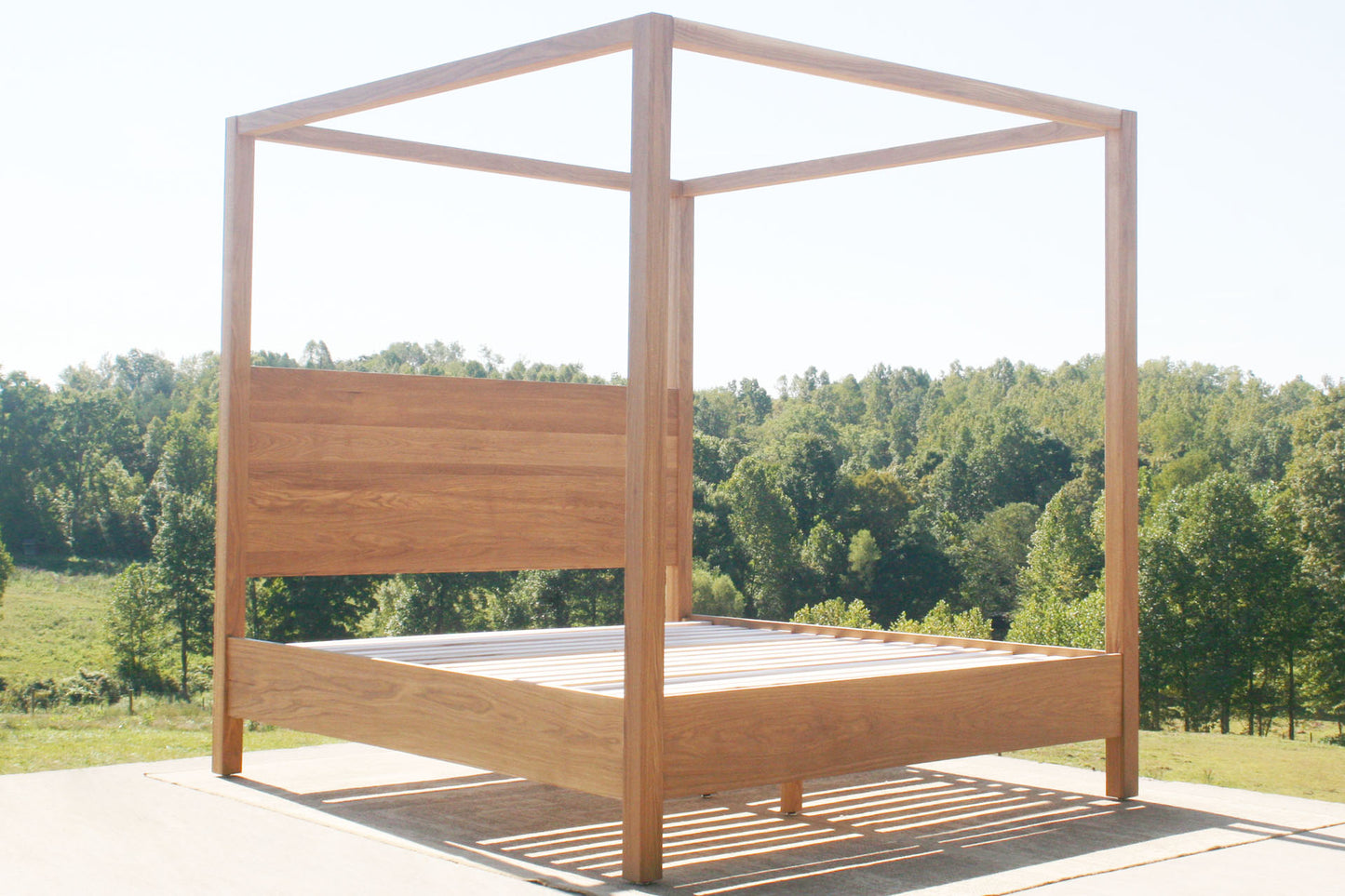 wood Canopy Bed with square headboard
