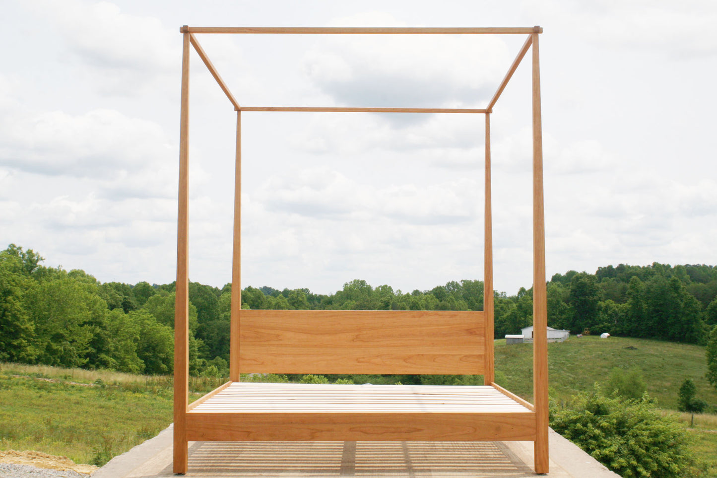 front view solid cherry canopy bed