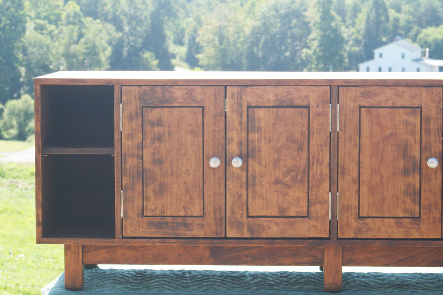 solid custom tv console table with drawers