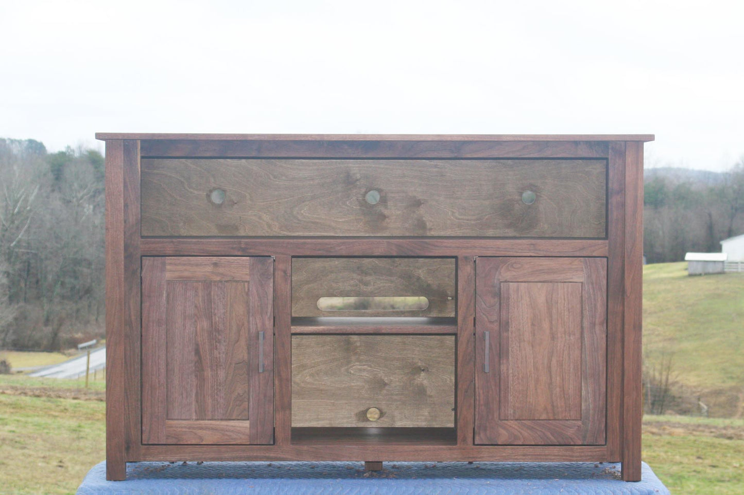 Walnut entertainment console
