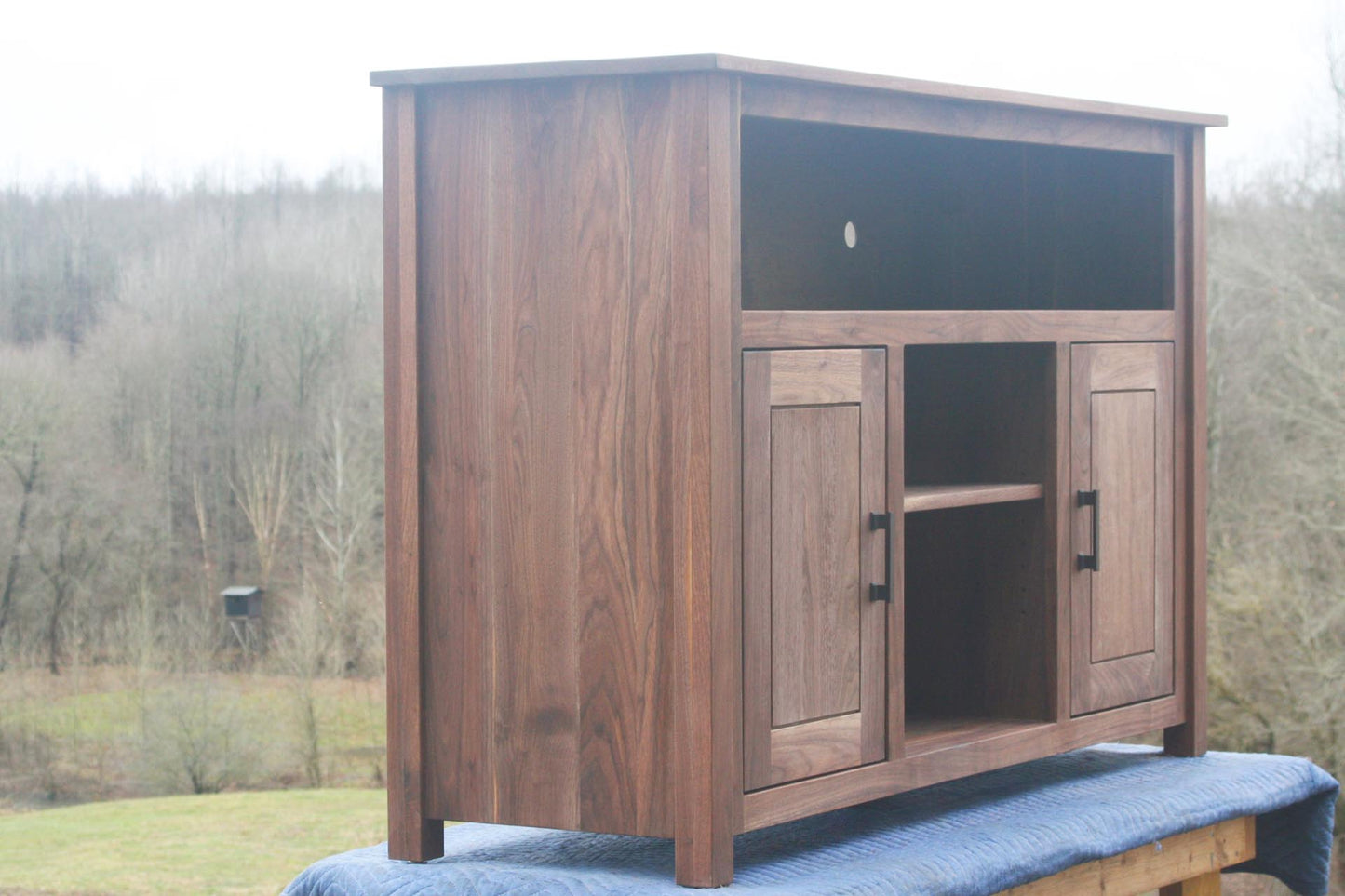 side of Walnut entertainment console
