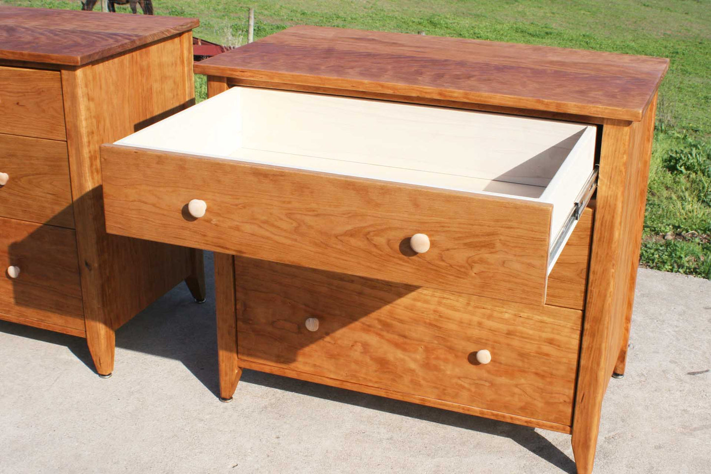 top drawer open 3 drawer nightstand