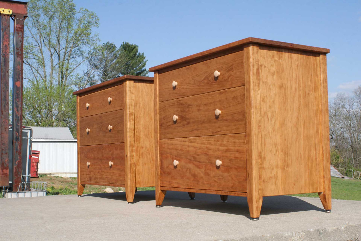 angled view 3 drawer nightstands