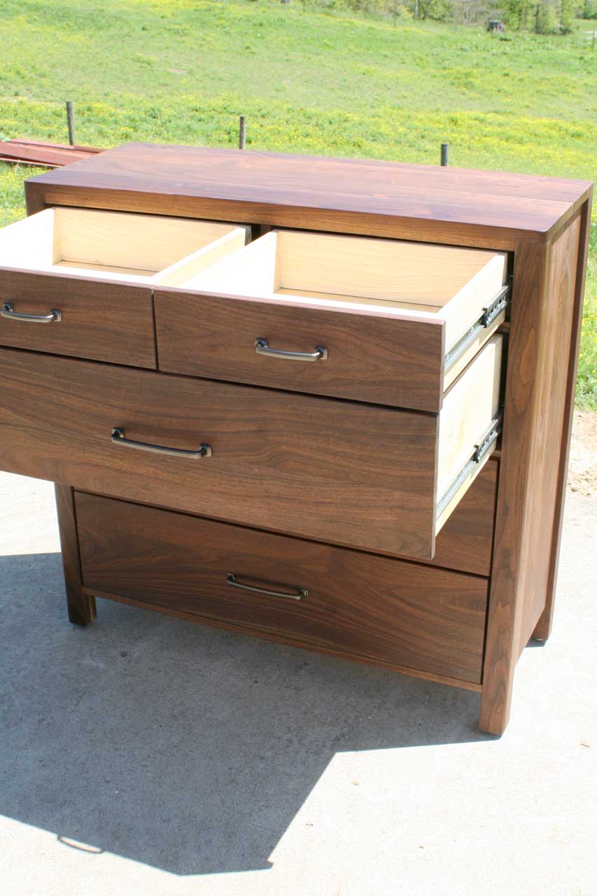 hardwood five drawer dresser front view drawers extended