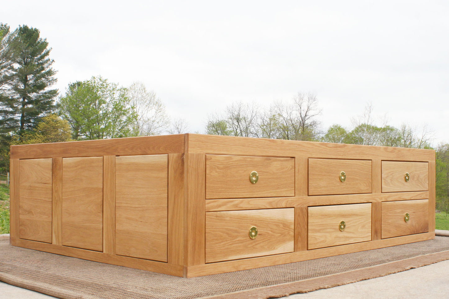 low angled view Storage Bed with 12 drawers