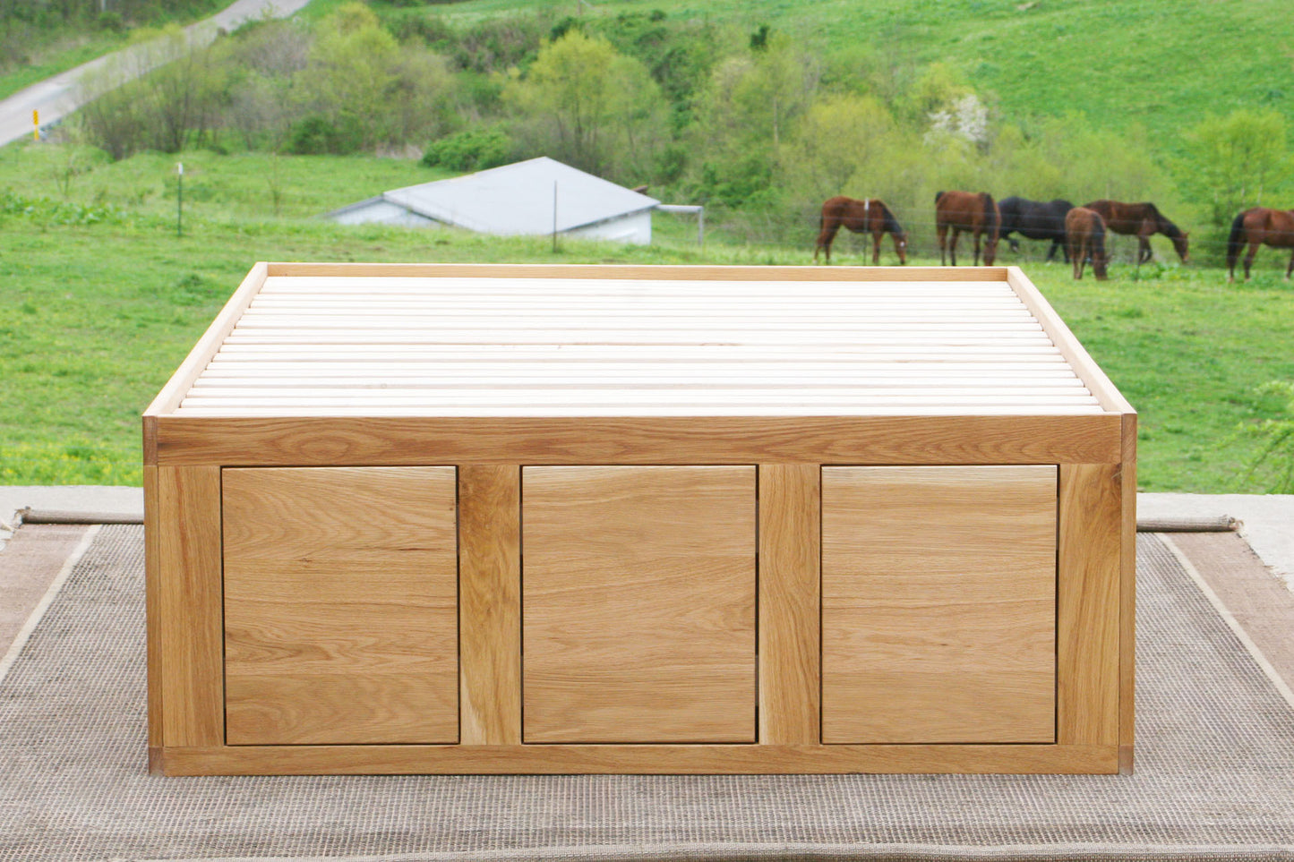 front view Storage Bed with 12 drawers