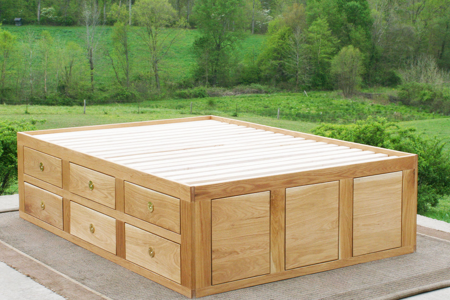 angled view Storage Bed with 12 drawers