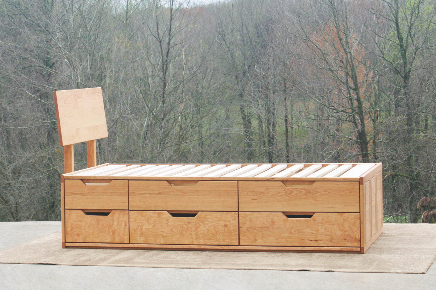 side view Mates bed with 6 drawers on 1 side