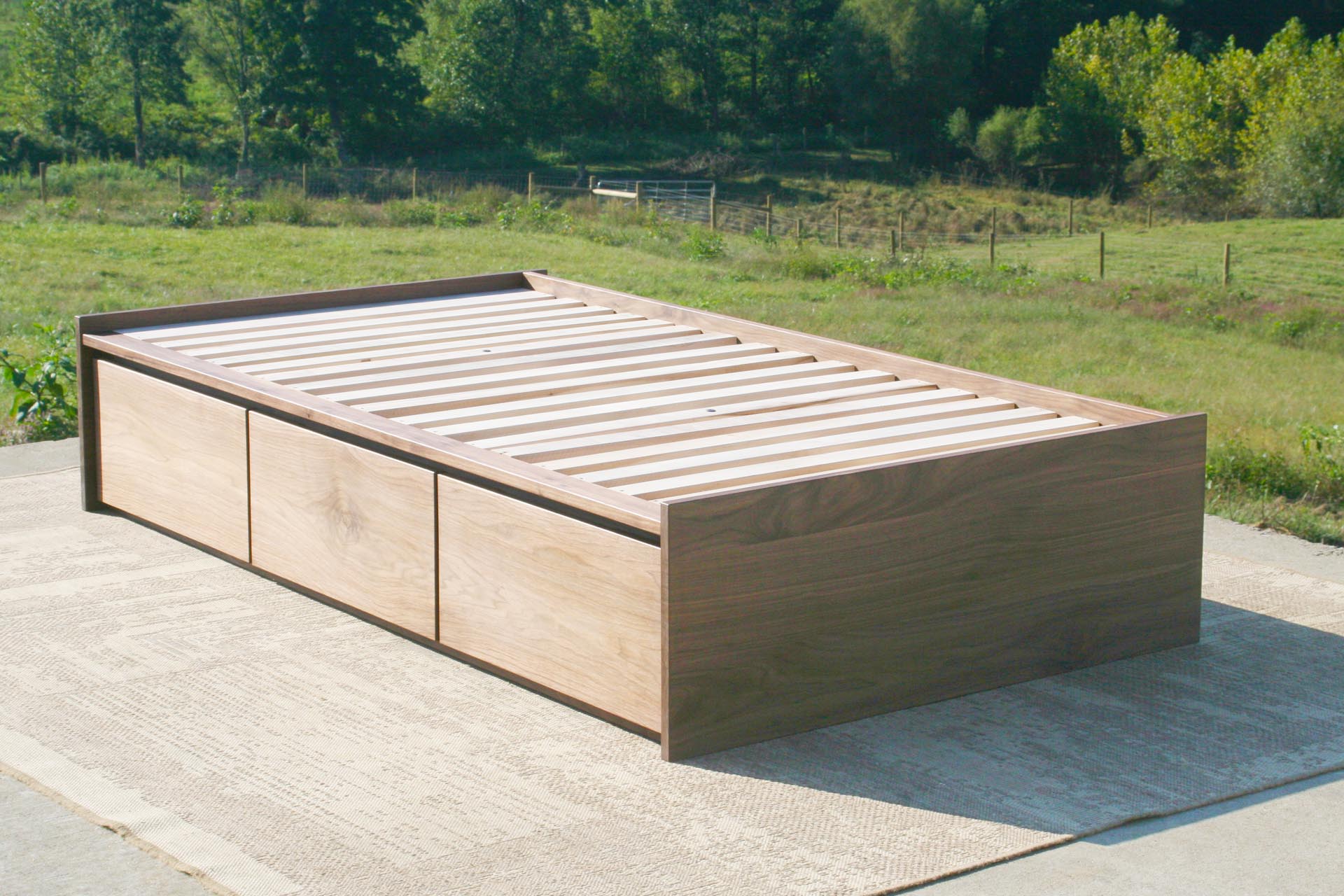 Low Storage Bed with 6 drawers angled view