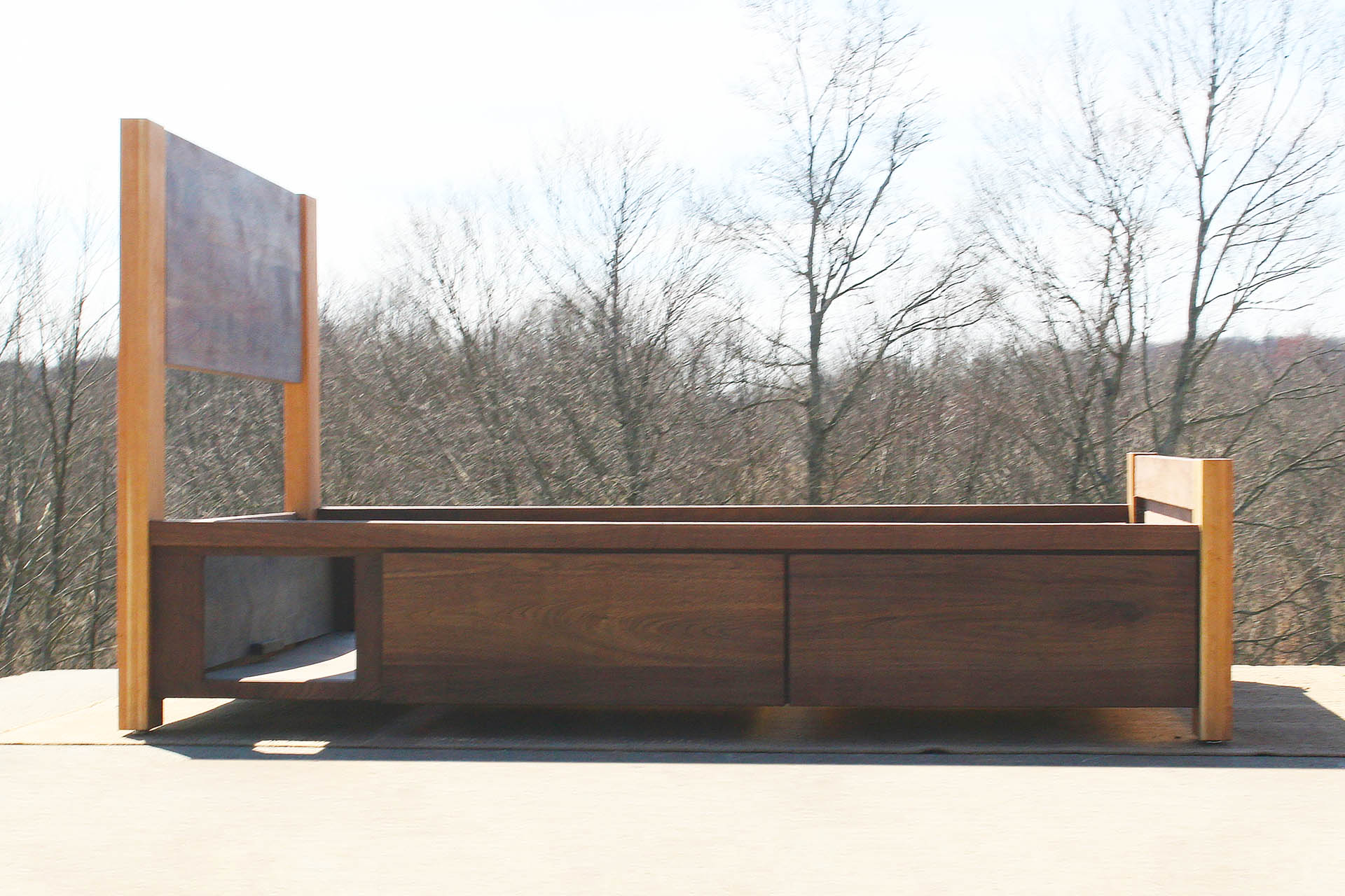 Platform Bed with 4 drawers plus Cubby side view