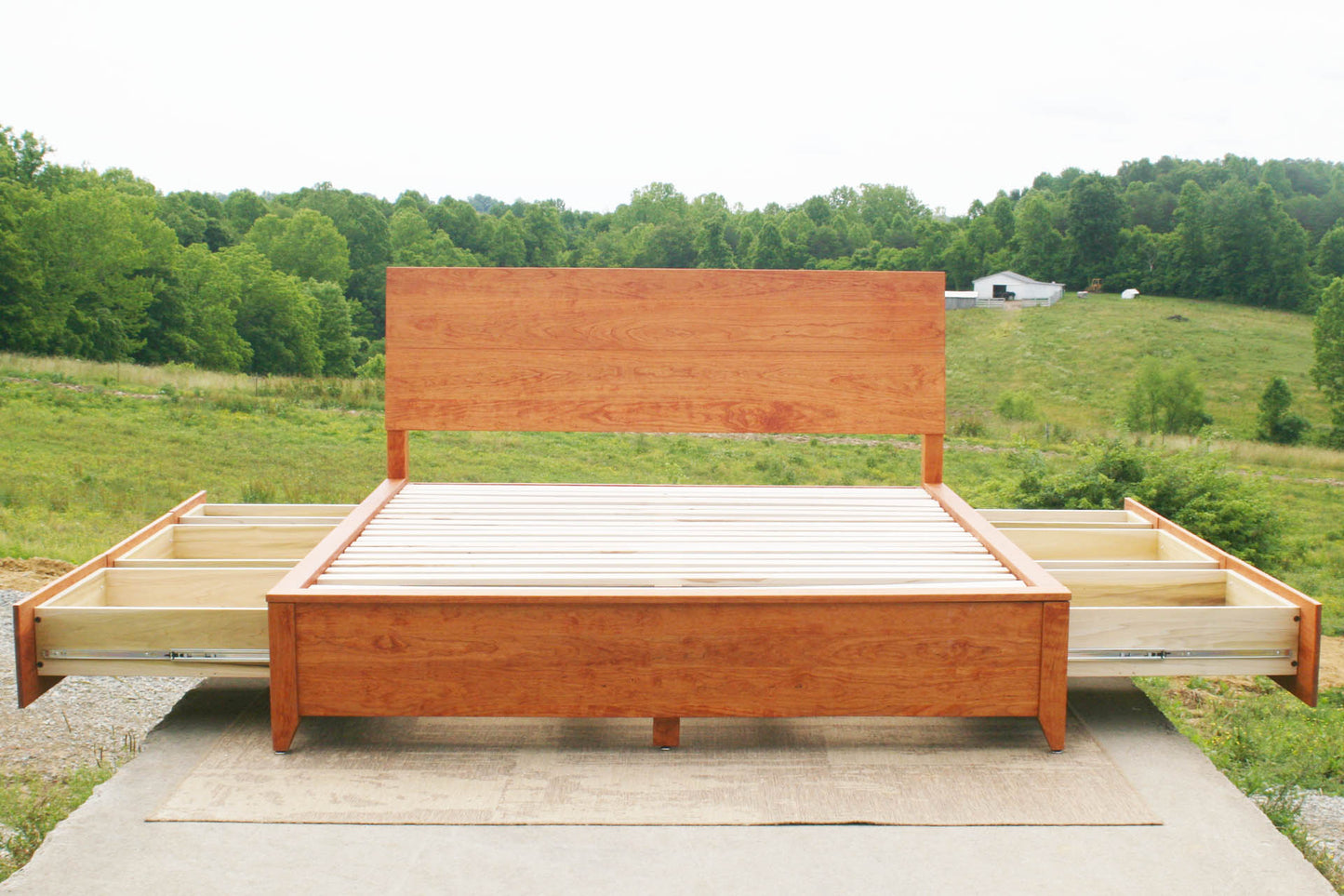 drawers open platform storage bed with headboard