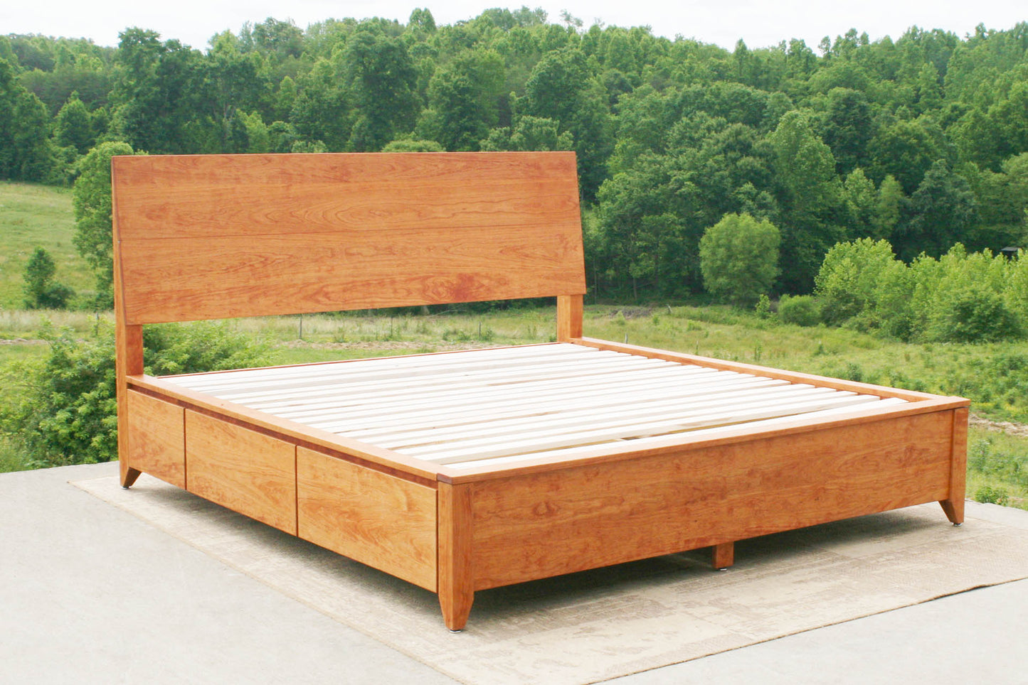 platform storage bed with headboard hardwood