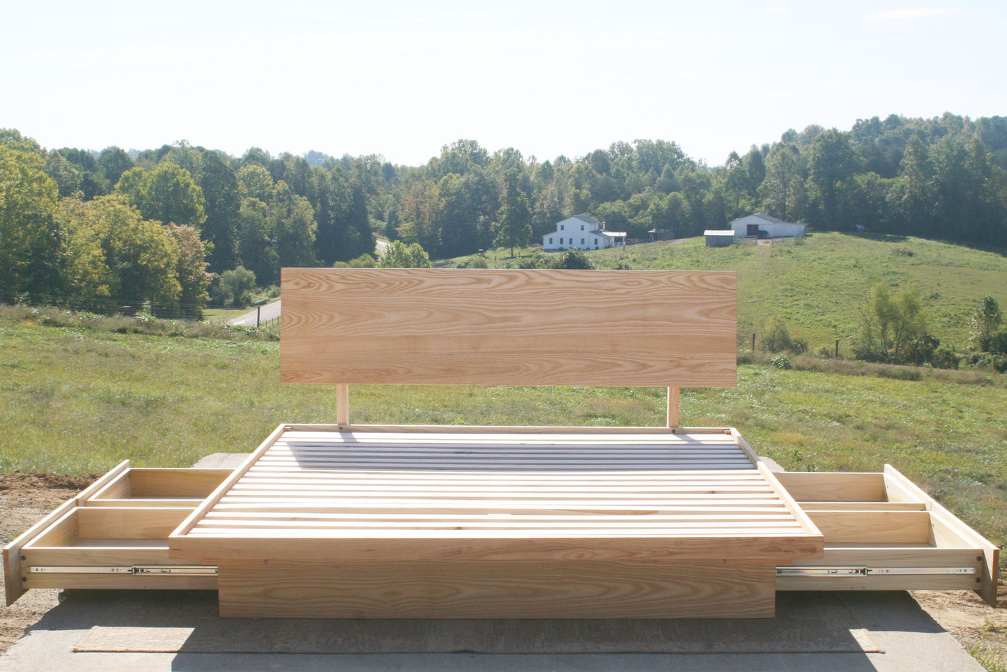Platform Storage Bed drawers out front view