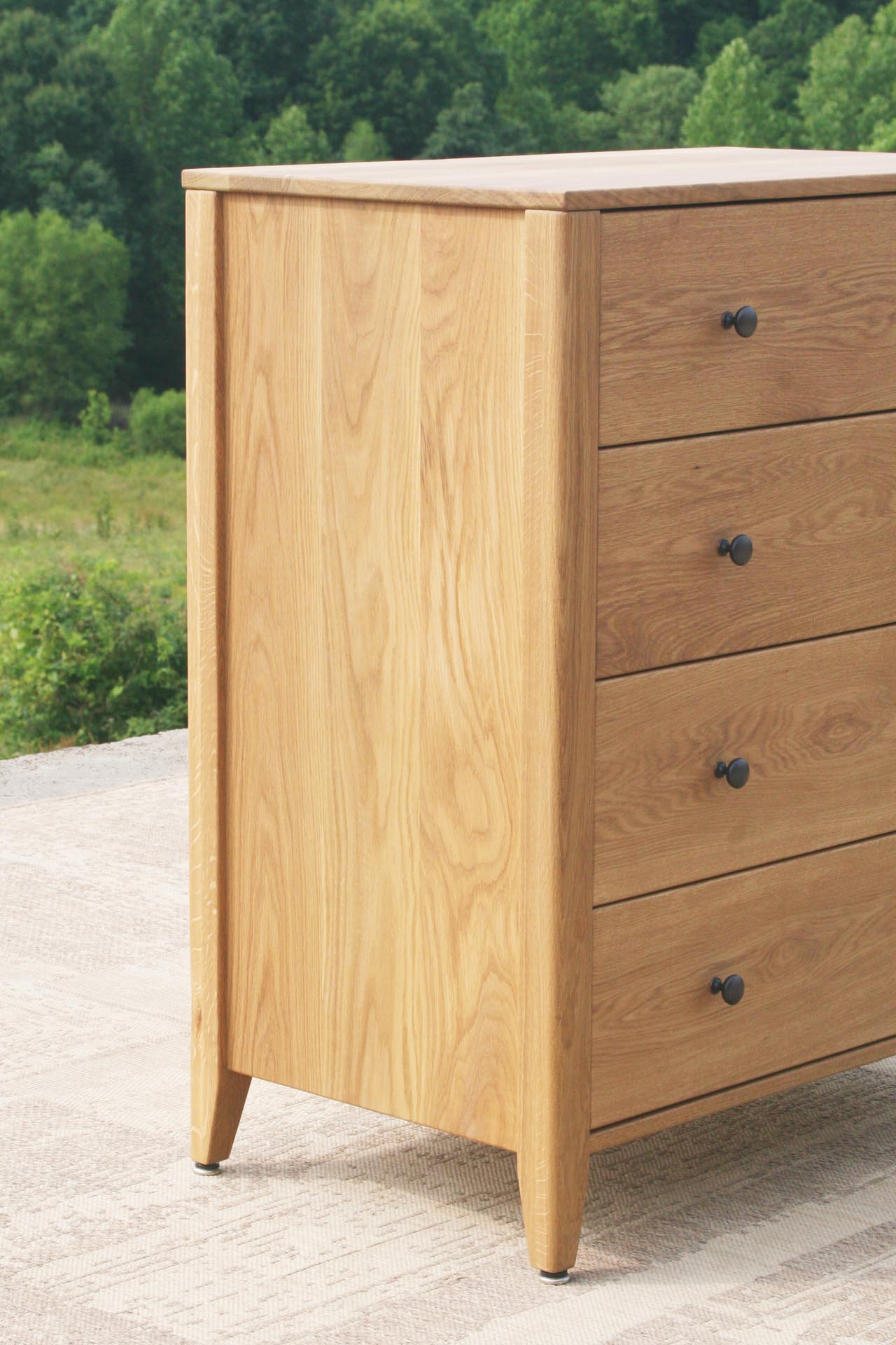 white oak dresser with side posts side view