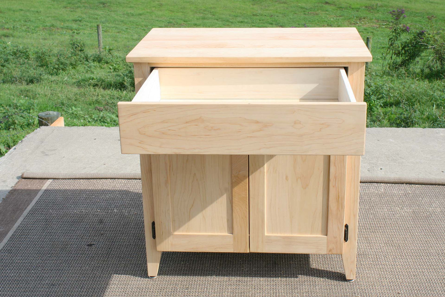bedside cabinet with top drawer open front view