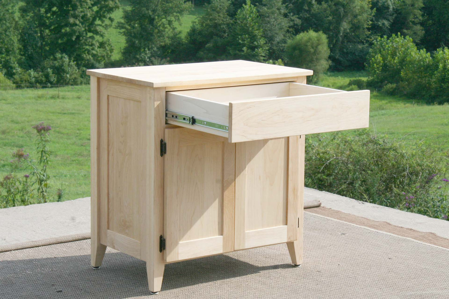 bedside cabinet with top drawer open side view