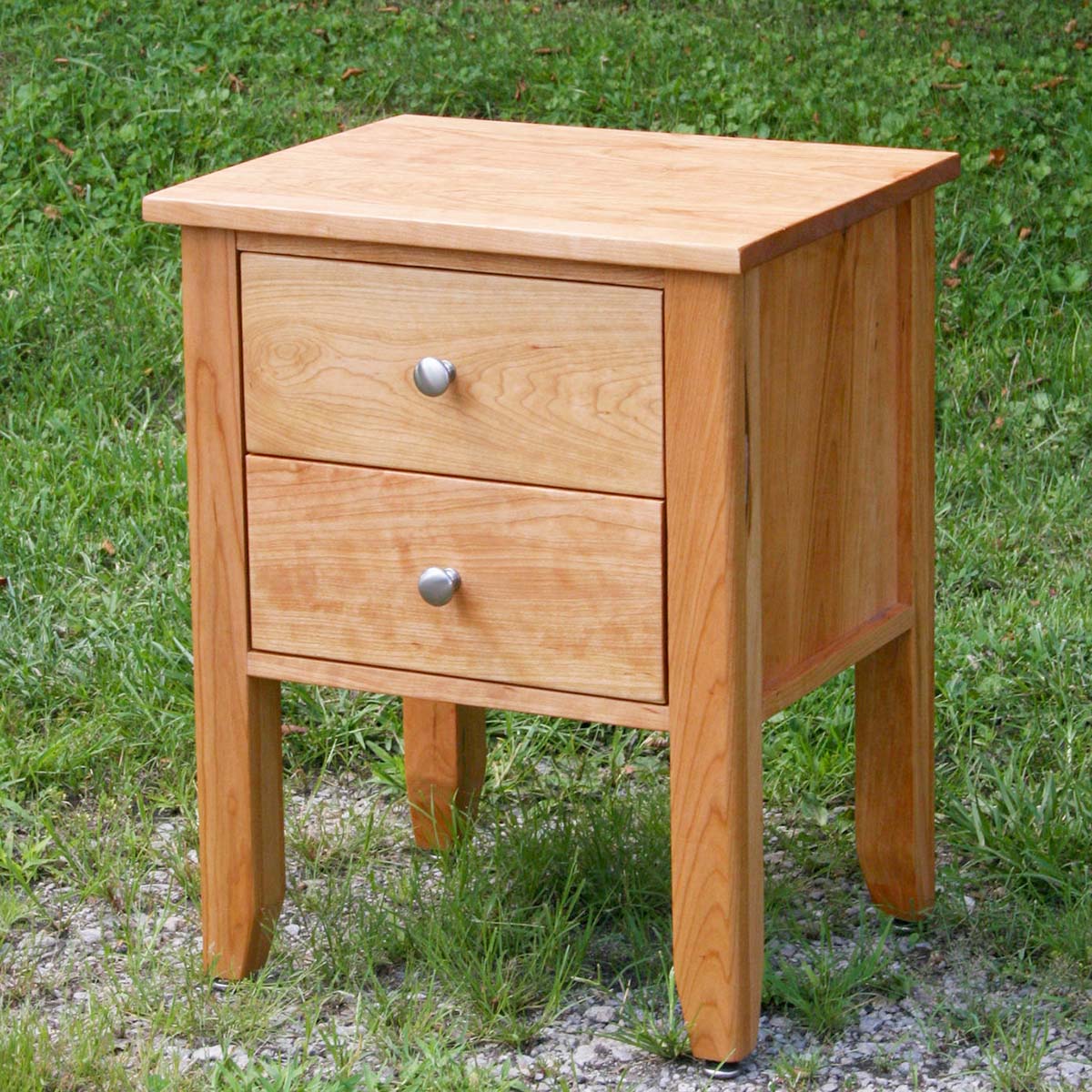 two drawer nightstand hardwood